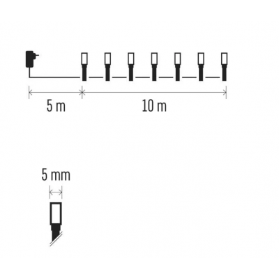 Lampki choinkowe 100LED 10m, 2 w 1 zimna biel lub ciepła biel, czarny, 8 programów, IP44 EMOS (D4AL05)